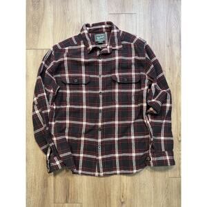Mens Size Large Heavyweight Black And Red Woolrich Flannel Shirt